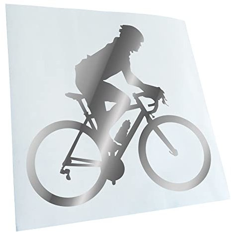 Kiwistar - Autoaufkleber - Rennrad Fahrrad Figur - chrom - 10,5x10cm - Heckscheibe Auto Aufkleber wetterfest für Kfz LKW Mofa Truck - Sticker außen selbstklebend Tuning Zubehör für Fenster Fahrzeug