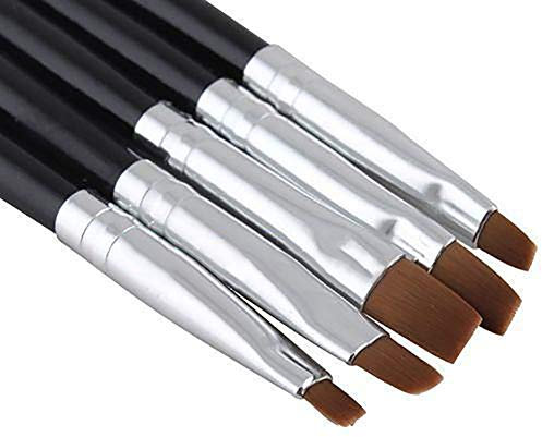 ZHOUBA 5 Pcs/Set Nail Art Acrylic UV Gel Salon Pen Flat Brush Kit Dotting Painting Tool