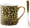 YBK Tech Kaffeetasse aus Knochenporzellan, Teetasse, Kaffeetasse für Zuhause, Küche, Büro (Leopardenmuster)