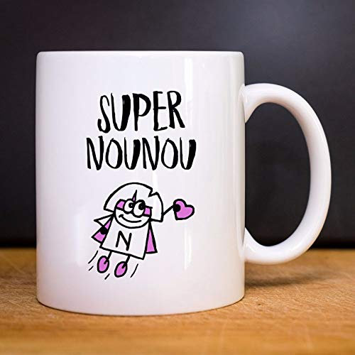 We Are Family, Mug Humoristique, Super Nounou, Thème Nounou/maîtresse, Idée Cadeau Original Humour, Idée cadeau Famille, Ami, Collègue, Anniversaire, en Céramique, 330 ml, Blanc