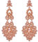 EVER FAITH Damen Ohrringe Kristall Hochzeit Vintage Party Abendessen Stil Floral Blatt Kronleuchter Ohrhänger Champagne-Rosa Gold-Ton