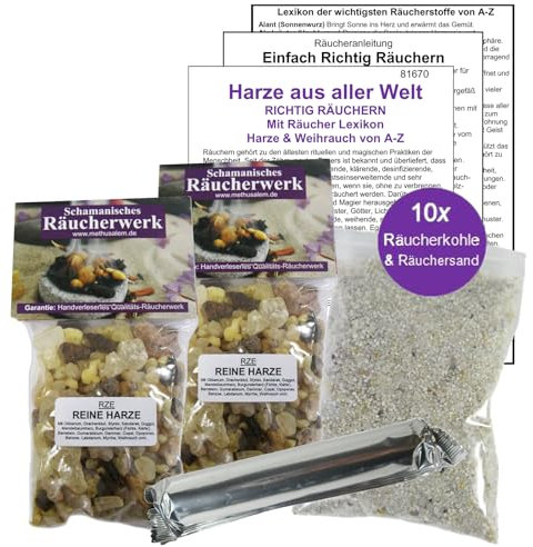 2 x 50ml Basis Räucherwerk Reine HARZE Styrax + WEIHRAUCH + Olibanum + MYRRHE + KOPALHARZ + BENZOE + KIEFERNHARZ UVM. | 6-TLG Räucherset (4 x ZUBEHÖR) zum Räuchern & Ausräuchern. 81670-RZE