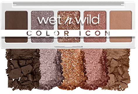 Wet n Wild, Color Icon 5-Pan Palette, Lidschatten Palette, 5 Hochpigmentierte Farben für das alltägliche Make-up, langanhaltende und leicht zu verblendende Formel, Camo-Flaunt