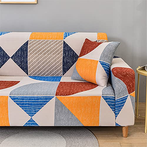 Morbuy Stretch Sofabezug Sofaüberwurf Spandex-Stoff Moderne Minimalismus Bedruckter Antirutsch with Armlehnen Sofahusse Universal Elastisch Couchbezug (2 Sitzer(145-185cm),Lebendige Farben)