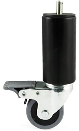Pata con Rueda y Freno para muebles - Pata metálica de 180 mm con Rosca para M-10 - Especialmente diseñada para Hoteles - Cuens