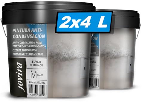JOVIRA PINTURAS Pittura per interni termica 8 Litre | antimuffa, anticondensa, (2x4 Litri, Bianco). B-11-2
