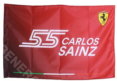 Scuderia Ferrari – Merchandise ufficiale Formula 1 – Bandiera Carlos Sainz – Rosso – Taglia unica
