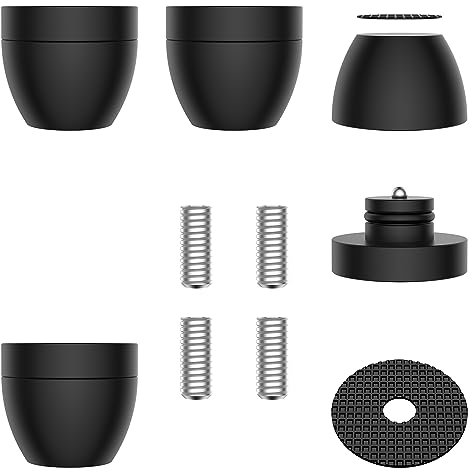 Tertullus 4 Sets Aluminum Subwoofer Speaker Feet Silver With Shock-Absorbing Beads,Hifi Turntable Adjustable Feet For Hifi Devices Amplifier Turntable Dac Recorder Cd (Black-30 x 33mm)