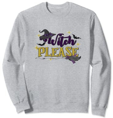 Witchy Please Halloween Hut und Besen Sweatshirt