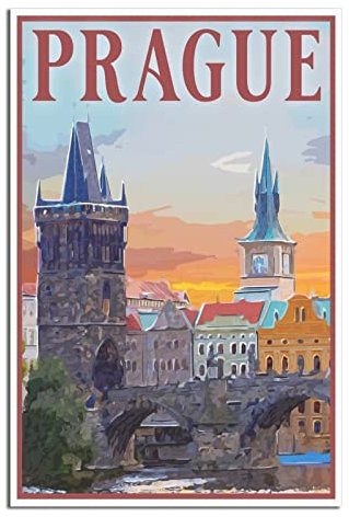 Vintage Prag Reise Poster Leinwand Kunst Poster Geschenk Wanddekoration Gemälde Poster Dekorative Poster
