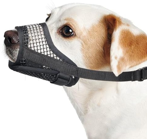 Mayerzon Dog Muzzle, Breathable Mesh Puppy Muzzles for Small Medium Large Dogs Jack Russell Terrier Dachshund Beagle Golden Retriever for Biting Chewing Grooming, with Adjustable Hook and Loop