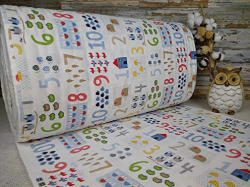 240cm Extrabreit Flanell Baumwolle Stoff Meterware ab 50cm 100% Baumwollstoff Stoffe Bastelstoff ÖKO-TEX Ranforce Kinderstoffe Kinder Patch Adventskalender Babystoffe Baby Elefant VF0K0006 (MUSTER 2)