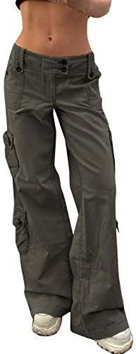 Jeans da donna a vita bassa baggy - Pantaloni cargo da donna Y2K Jeans baggy a gamba dritta larga Aesthetic Vintage Oversized Jogginghose Jeans boyfriend Jeans cargo-pantaloni Ragazze adolescenti