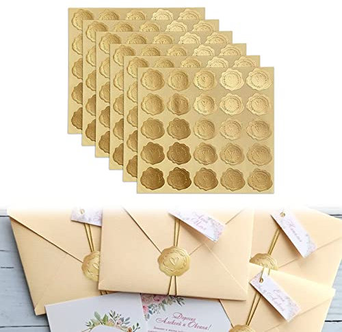 Wachssiegel Selbstklebend,Briefumschlag Aufkleber Geprägtes Herz,Sticker Hochzeit Aufkleber,Gold Geprägte Wachs Siegel Aufkleber,Hochzeit Umschlag Siegel Aufkleber Selbstklebende,150 Stück