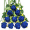 DuHouse 10pcs Artificial Silk Roses Flowers Single Long Stem Fake Rose Bouquet for Wedding Home Party Decoration Centerpieces(Royal Blue)
