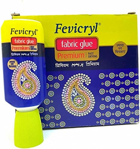 Fevicryl Fabric Glue for Gems Acrylic Rhinestones Clothes Shoes Adhesive Bonds Machine Washable, 30ml No Stitch 30ML for Lace Ribbon Applique UK- White