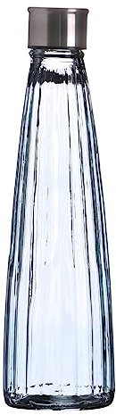 WESTCRAFT farbige Glas-Wasserflaschen, 750 ml, Vintage, luftdicht, für Saft, Getränke, Wasserflasche (6 Pastell-Farben nach Wahl) (Blau-linear)