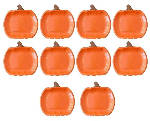 Haloppe Piatti di carta a forma di zucca autunnale per feste di Halloween del Ringraziamento Set di 10 durevoli resistenti all'acqua/olio cena raccolta compleanno C