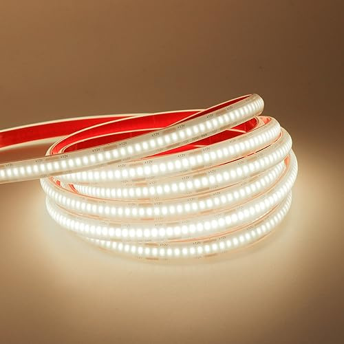 Wisada 1m COB LED Streifen, 12V Außenbereich Wasserdichte IP68 Lichtband, 320LEDs/m Superhell Flexibler Naturweiß Band, Rot/Weiß 2-Adrig Lichterketten für Aquarium, Schwimmbad