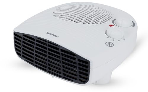Geepas Portable Flat Fan Heater – Upright or Flatbed, Low Running Costs with 2 Heat Settings 1000-2000W & Overheat Protection - Energy Efficient Heater with Cool, Warm & Hot Wind-2 Years Warranty