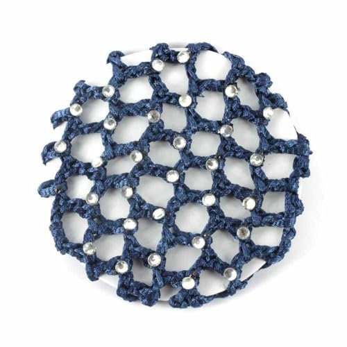 SHTGOI 2 Stück Haarnetz Dutt mit Strass Bun Frisurenhilfe Stoff Knotennetz Glitzer Kristall Haarnetze Frisuren Elastisch Bun Net für Mädchen Frauen Ballett Gymnastik Eiskunstlauf Tanz Blau