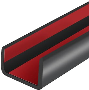 U Shaped Edge Banding, Self-Adhesive Flexible Rubber Edge Trim, Protector for Plywood, Shelf, Cabinet Door, EPDM Material, Size 16mm, Fit 15-17mm Thick Edge, Black
