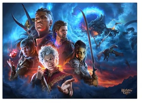 Displate Offiziell Dungeons and Dragons MetallPoster Magnetische Befestigung Inklusive Lizenziert Bilder Hochwertiges Poster Baldur's Gate III Key Arts Baldur's Gate 3 Key Art 45 cm x 32 cm