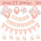21st BIrthday Decorations for Her-Rose Gold 21st Birthday Banners for Girls,Happy 21st Birthday Party Decor Include Banner Bunting Hanging Swirls Triangle Flags Confetti Latex Balloons