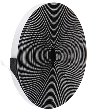 PATIKIL Bande d'Étanchéité pour Porte Coupe-Froid, 1/2 Pouce x 1/16 Pouce x 32 Ft Ruban Isolant en Mousse Haute Densité auto-Adhésif Insonorisant pour Porte, Fenêtre, Climatisation, Noir