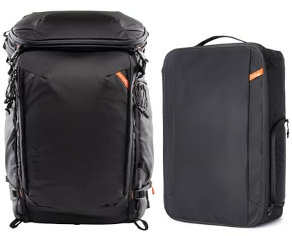PGYTECH OnePro Flex Rucksack 40L (Space Black) + Kameraeinsatz, große Größe, Peg Witech Outdoor Shooting Kameratasche, Fotograf, große Kapazität, Tasche, Rucksack, voll offen, Schnellzugriff