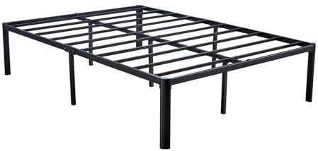 Home Source Heavy Duty Metal Bed Frame, Slatted Support Platform Design, Bedroom Furniture, Black, 4ft6 Double