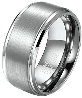 Grewod Ringe Herren, 6/8/10MM Wolfram Silber Schlicht Matt Gebürstet Schmuck Hochzeitsringe Schlicht