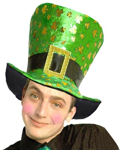 rtdgcv Sello de papel de aluminio para fiesta de carnaval irlandés, sombrero de carnaval impreso, decoración del Día de San Patricio, sombrero de rana amarilla (verde, talla única)