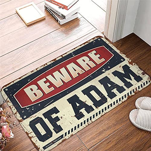 Grande tappetino di benvenuto per esterni Beware of Adam Rug per la stanza dei bambini con scritta Welcome-Ish (50 x 80 cm)