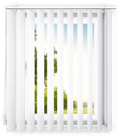 time4blinds - Lamellenvorhang - Vertikaljalousie - Lamellen für Büroarbeitsplätze und für Haus und Wohnung - Vorhang Flächenvorhang Schiebevorhang - 130x180 cm - Klassisch weiß