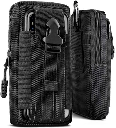 ONEFLOW Survival Case für Samsung Galaxy A36 5G Handy Gürteltasche aus Nylon mit Karabiner, Taktische EDC Tasche mit Gürtel Halterung, Etui Handyhülle Outdoor Handytasche, Schwarz