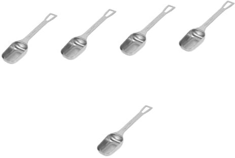 Gatuida 5st Hilfe Alle Träne Löffel Wiederverwendbar Messbecher Besteck Messung Isolierter Becher Kanister Geschlitzt Klopfen Gadgets Schüssel Pulver Werkzeug Scoop Silver Rostfreier Stahl