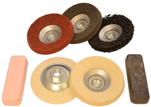 Moleroda Angle Grinder Metal Polishing Kit – 5-Piece Restoration Set with M14 Thread | Abrasive Discs, Felt Pads & Compounds for Stainless Steel, Aluminum, Brass & More