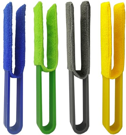 4 Pcs Blinds Duster, Blind Cleaner with 4 Microfiber Sleeves, Removable Reusable Dual Head Blinds Cleaning Tool, Duster for Window, Air Conditioner Vents, Fans, Car Vents