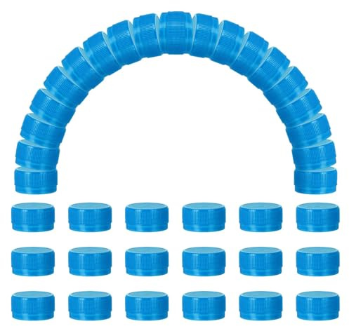 sourcing map 100pcs Plastic Bottle Caps, 30mm Bottle Screw Lid Top Water Bottles Top Cap for DIY Development Imagination Intelligence Craft Scrapbook Creative Gifts, Sky Blue