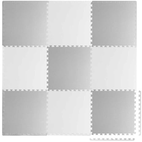 Ricokids Krabbelmatte Baby Puzzlematte Spielmatte Schaumstoffmatte rutschfest für Kinder 9 Teile 180 x 180 x 1 cm Schwarz Weiß