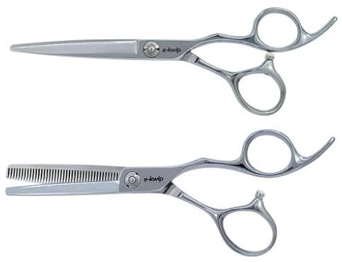 E-Kwip Talent Friseurscheren Set - 5,75 Zoll Schneide- & Modellierschere aus Japanstahl - inkl. Scherentasche & Silikonpad