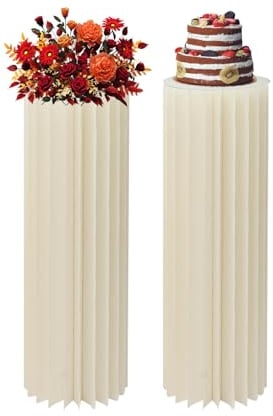 Supporto per fiori in cartone, 2 pezzi, pieghevole, per matrimonio, 30 x 100 cm, bianco, colonne di carta con piastra in PVC, portata 50 kg per pezzo, per feste, compleanni, decorazioni per eventi