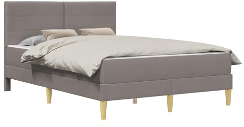 vidaXL Bettrahmen Taupe 160 x 200 cm Polyester, Modernes Schlafzimmer-Setup, langlebiges Bettgestell, rechteckige Schaumstoffmatratze, stilvolle Moderne Möbel, bequemer Schlaf