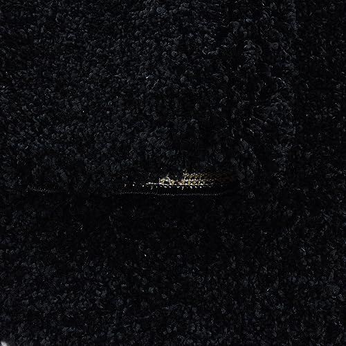 KADIMA DESIGN Langflorteppich Einfarbig Schlicht Flauschig Gemütlich Waschbar Langlebig Strapazierfähig Rund Schwarz 160x160 cm Schlafzimmer Wohnzimmer Oeko-TEX Fußbodenheizung geeignet | Spree