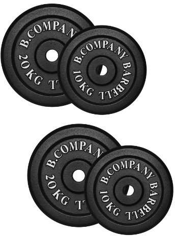 Bad Company Hantelscheiben aus Gusseisen I Gewichtsscheiben 30/31 mm für das Hanteltraining I 60 kg (2 x 10 kg, 2 x 20 kg)