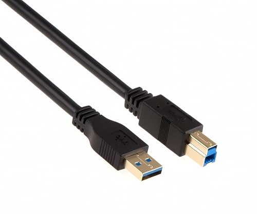 DINIC USB 3.0 Hochwertiges Superspeed Kabel, A Stecker auf B Stecker, schwarz (0.20m kurz)