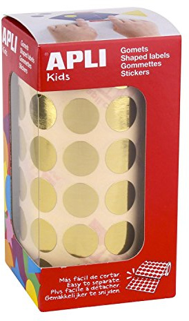Apli Kids 11629 Aufkleber, rund, 15 mm, goldfarben, 2832 Stück
