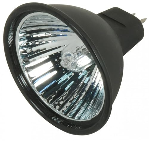 Satco S4178 20 Watt MR16 Halogen GX5.3 Base 12 Volt Black Back FL 38 Beam Pattern No Harmful Ultraviolet Rays Light Bulb, With Lens