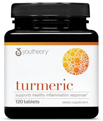 Youtheory Turmeric - 450 mg - with Black Pepper & Olive Leaf - Supports Joint & Brain Health* - Contains Bioenhancers, Curcuminoids & Herbal Extracts - 120 Tablets (40-Day Supply)
